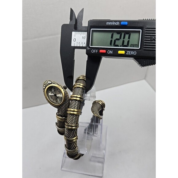 Kenneth Jay Lane Snake Bracelet Watch Brass Tone Quartz New Battery Wrap Cuff main image 7